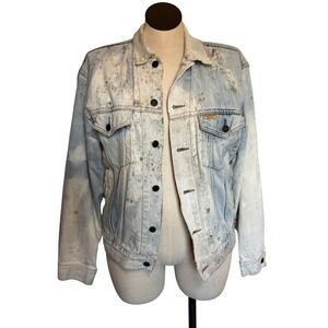 VTG Levi Signature Light Wash Denim Jacket Distressed paint splatter Size Medium